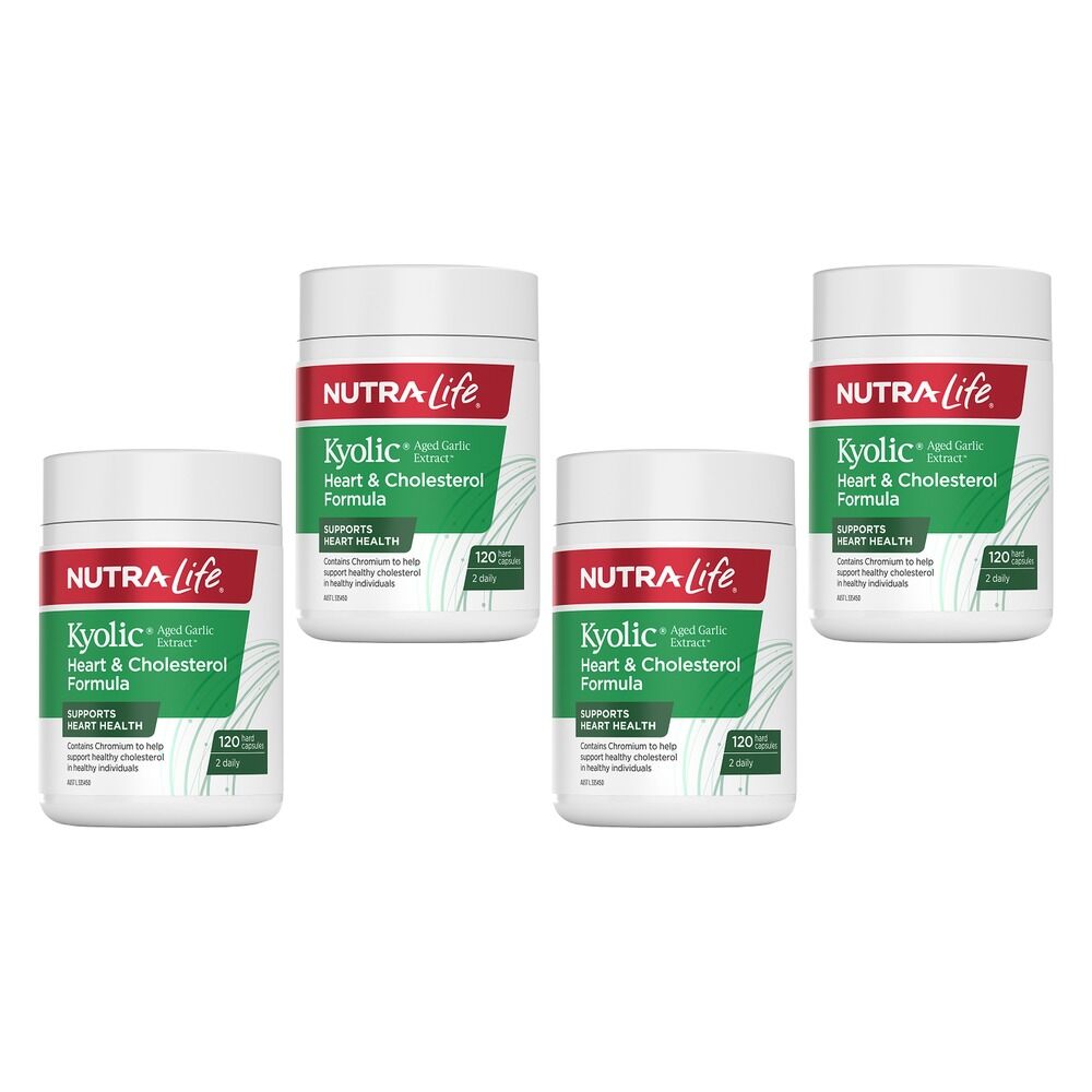 Nutra-Life Kyolic Heart & Cholesterol Formula 120 Capsules Pack of 4