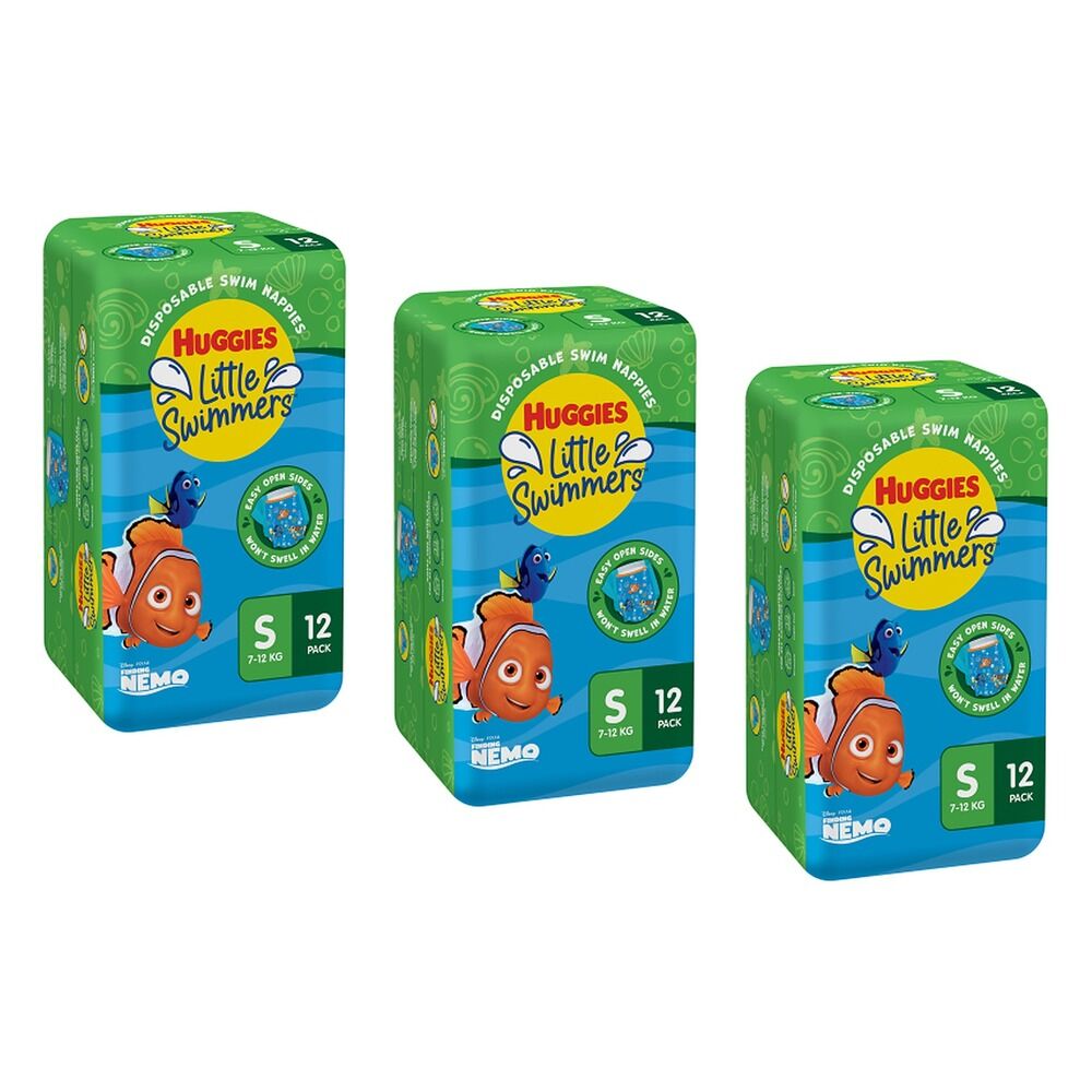 Huggies Little Swimmers Swim Pants Size S 7-12kg 12 Pack x 3 Bundle of 3