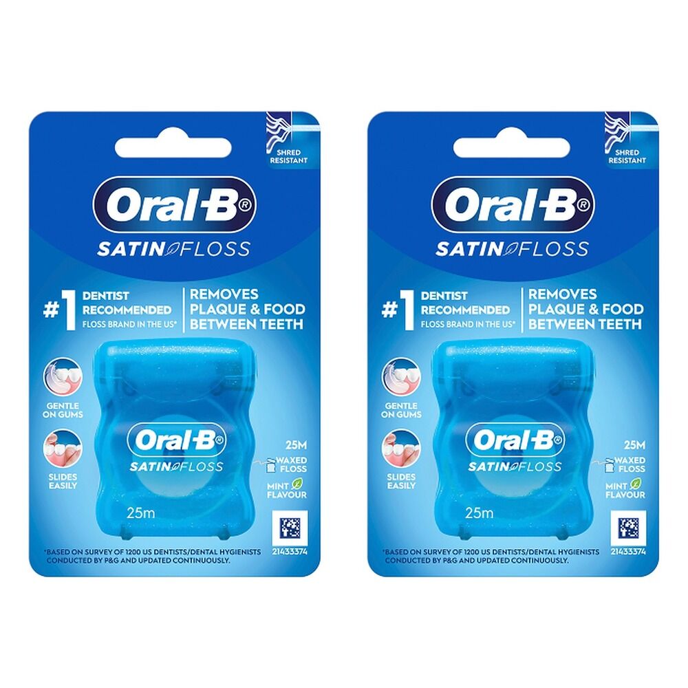 Oral-B Satin Tape Dental Floss Mint 25m Pack of 2