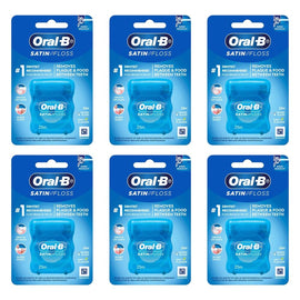 Oral-B Satin Tape Dental Floss Mint 25m Pack of 6