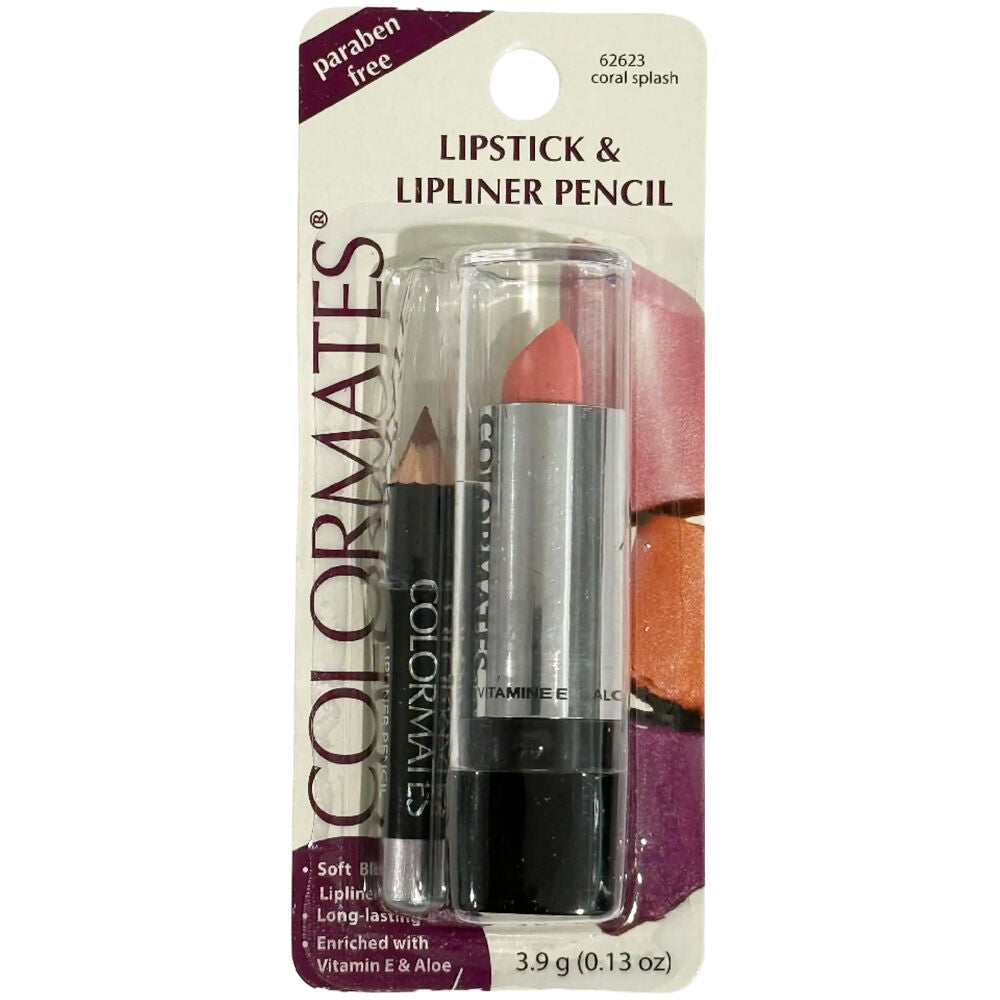 Colormates Long Lasting Lipstick & Lipliner Coral Splash Paraben Free Pack of 4