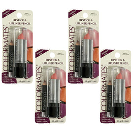 Colormates Long Lasting Lipstick & Lipliner Coral Splash Paraben Free Pack of 4