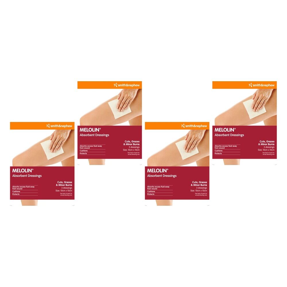 Melolin Low Adherent Wound Dressing 10cm x 10cm 3 Pack Bundle of 4