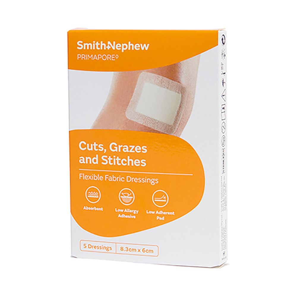 Primapore Flexible Fabric Dressing 8.3cm x 6cm 5 Dressings