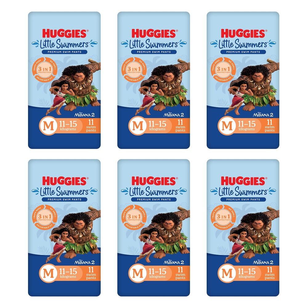 Huggies Little Swimmers Medium Swim Pants, Pack of 11 x 3 Bundle of 6