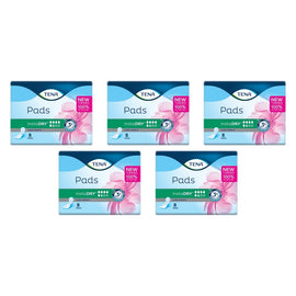 Tena InstaDry Long Length Pads 8 Pack x 6 Bundle of 5