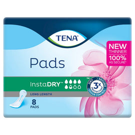 Tena InstaDry Long Length Pads 8 Pack x 6