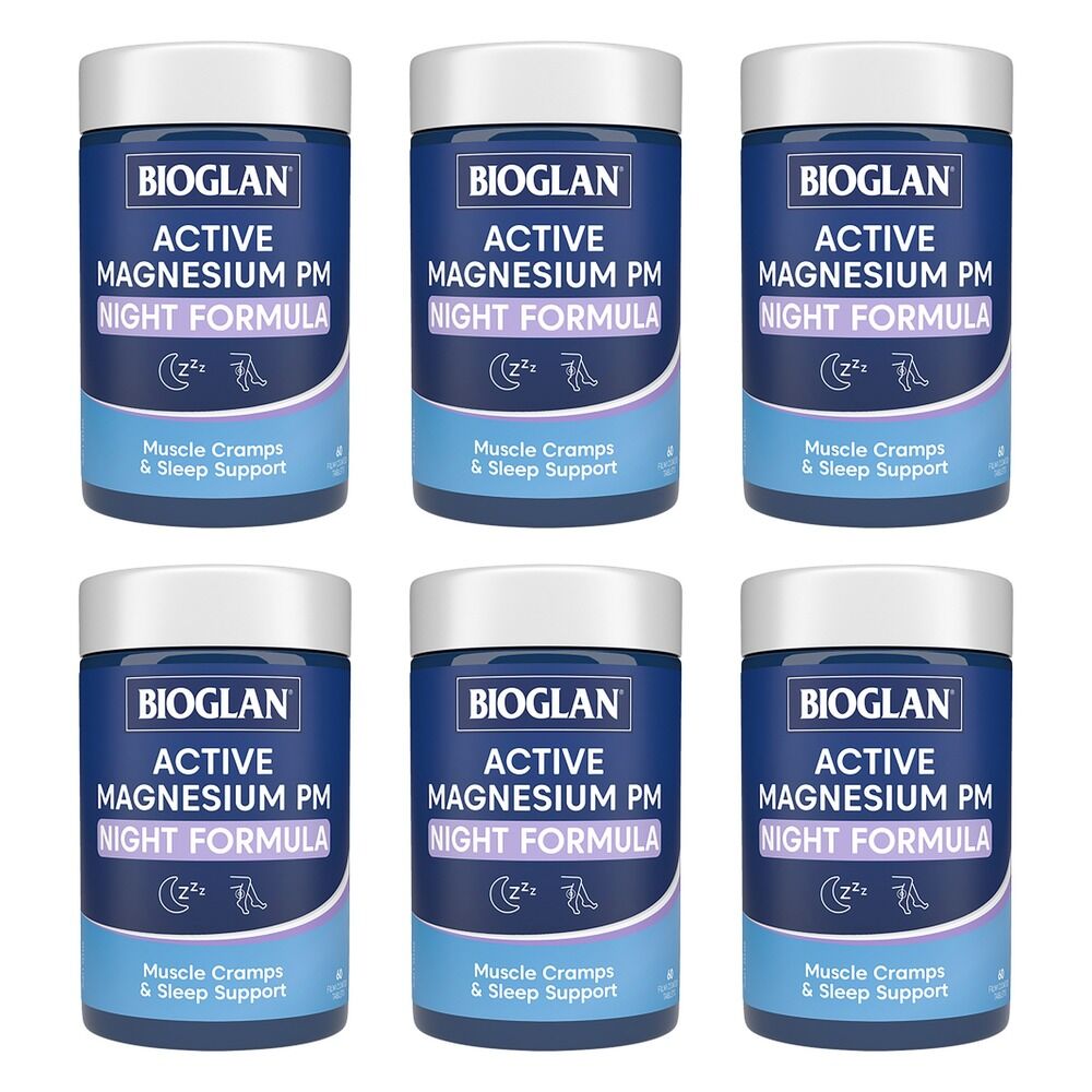 Bioglan Active Magnesium PM Night Formula 60 Tablets x 3 Bundle of 6