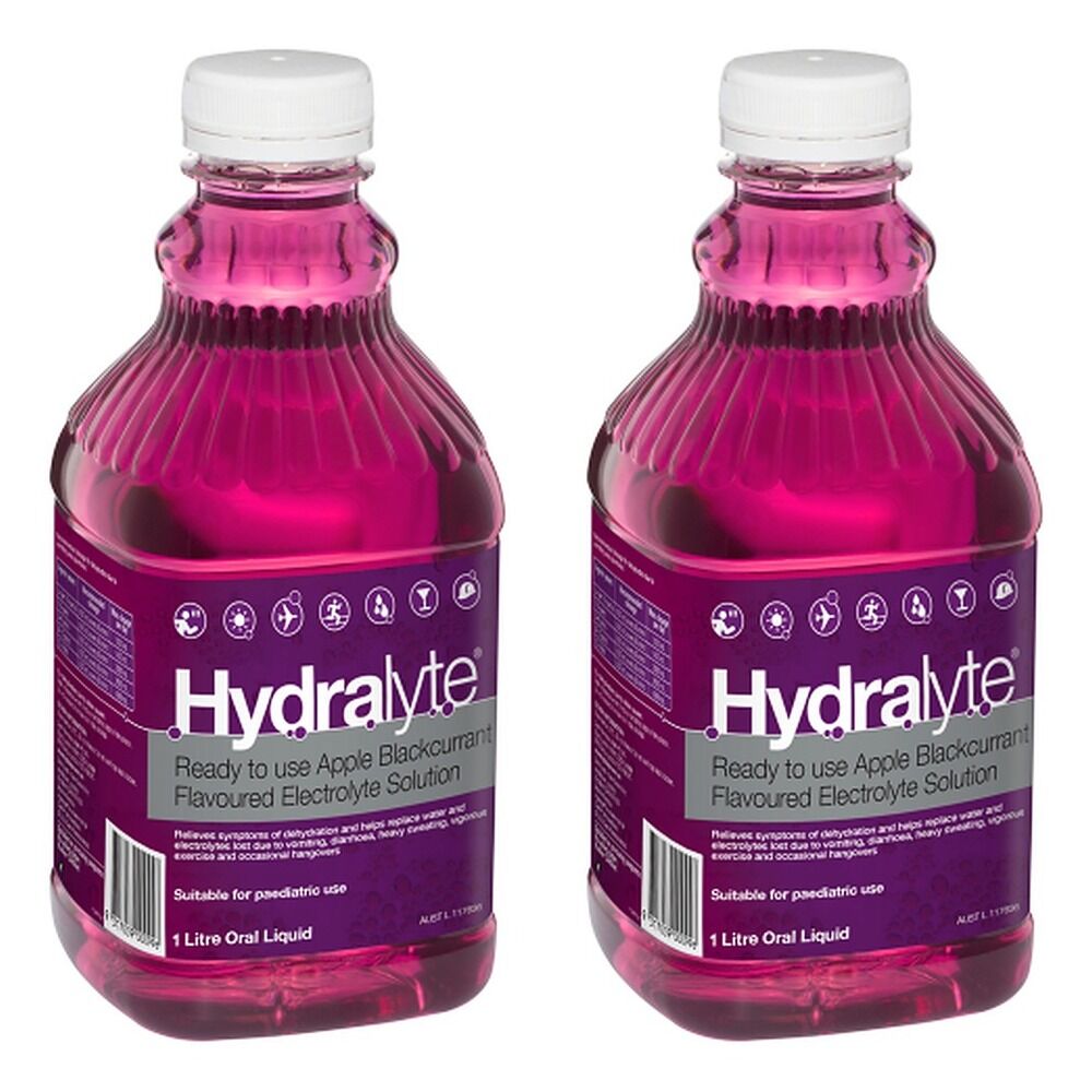 Hydralyte Apple Blackcurrant Flavoured Electrolyte Solution 1 L Pack of 2