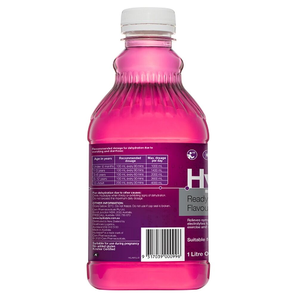 Hydralyte Apple Blackcurrant Flavoured Electrolyte Solution 1 L