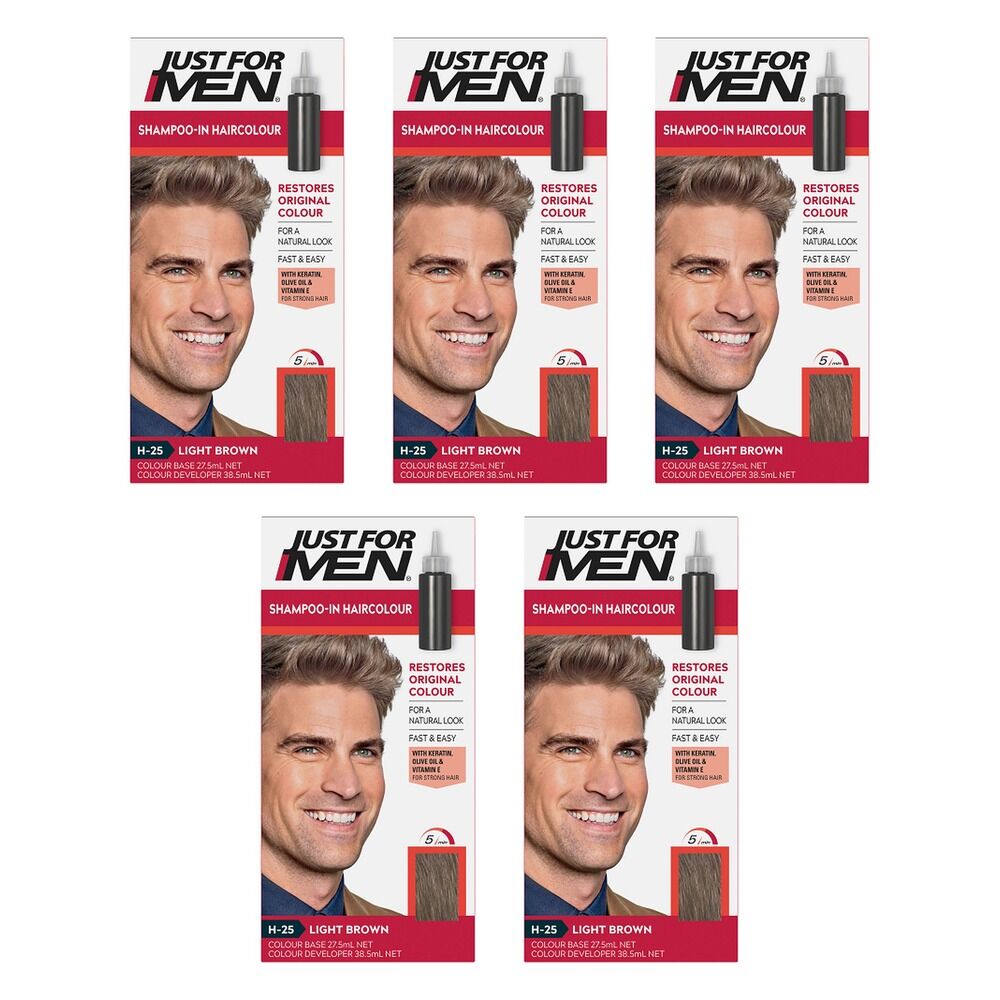 Just For Men Shampoo-In Haircolour Light Brown 66mL Pack of 5