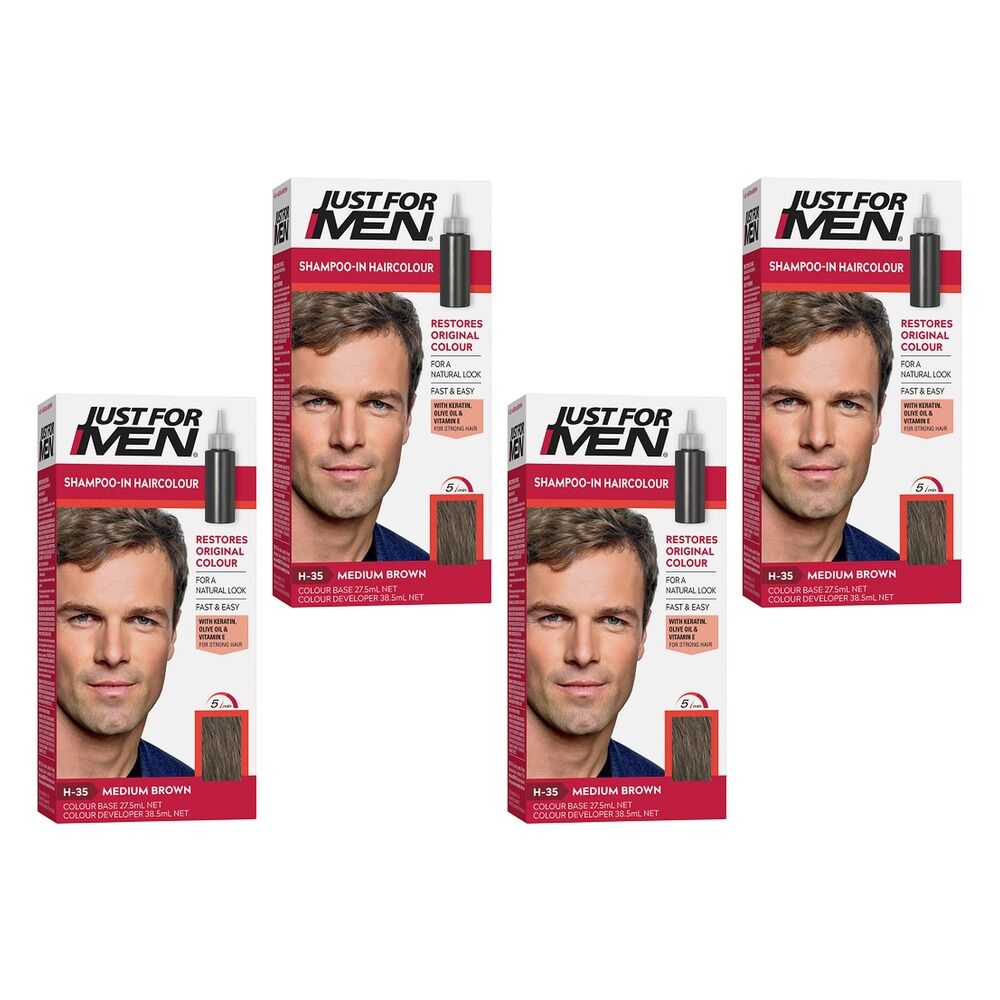 Just For Men Shampoo-In Haircolour Medium Brown 66mL Pack of 4