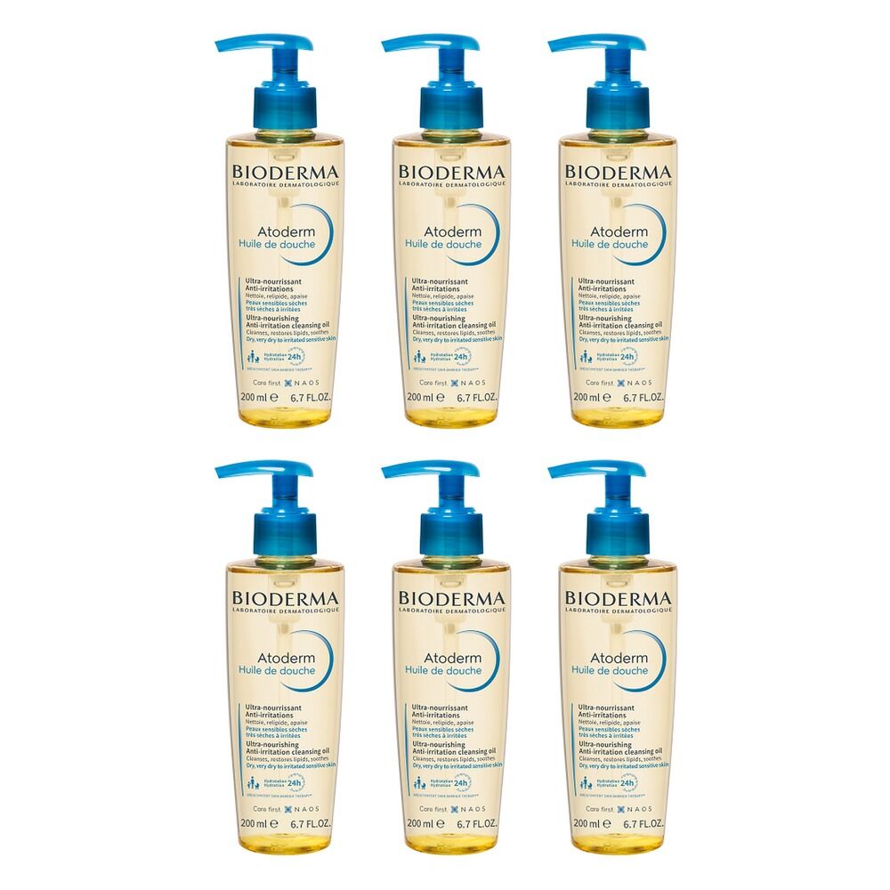 Bioderma Atoderm Ultra-Nourishing Shower Oil Cleanser 200mL Pack of 6