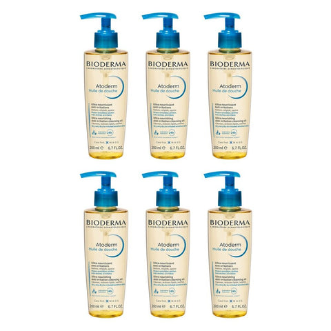 Bioderma Atoderm Ultra-Nourishing Shower Oil Cleanser 200mL Pack of 6