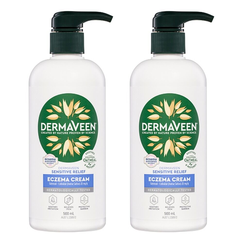 DermaVeen Sensitive Relief Eczema Cream 500mL x 3 Bundle of 2