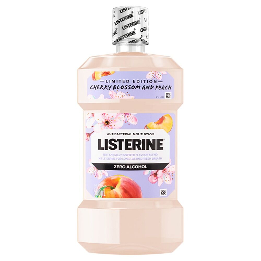 Listerine Antibacterial Mouthwash Cherry Blossom and Peach 500mL
