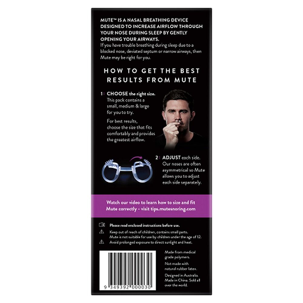 Mute Nasal Device Trial Pack 3 Sizes