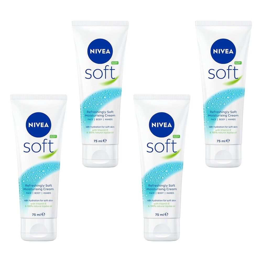 NIVEA Soft Moisturising Cream 75mL Pack of 4