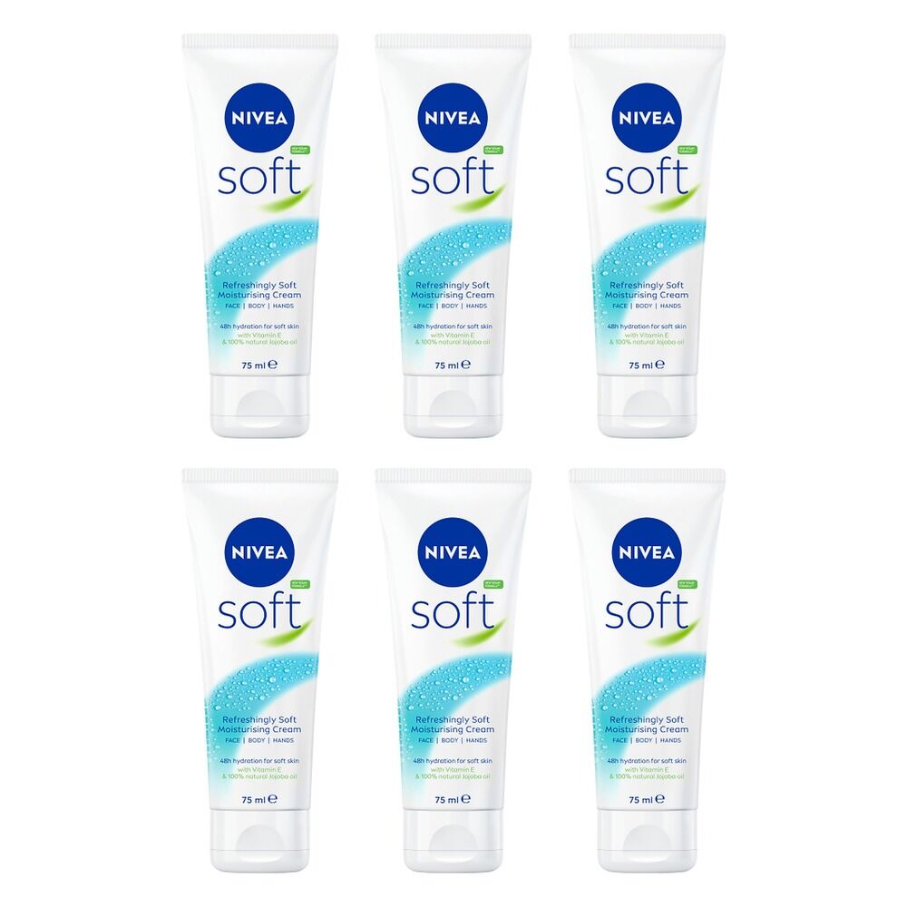 NIVEA Soft Moisturising Cream 75mL Pack of 6