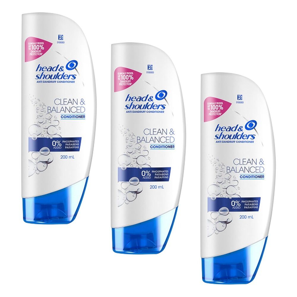 Head & Shoulders Clean & Balanced Anti Dandruff Conditioner 200mL Pack of 3