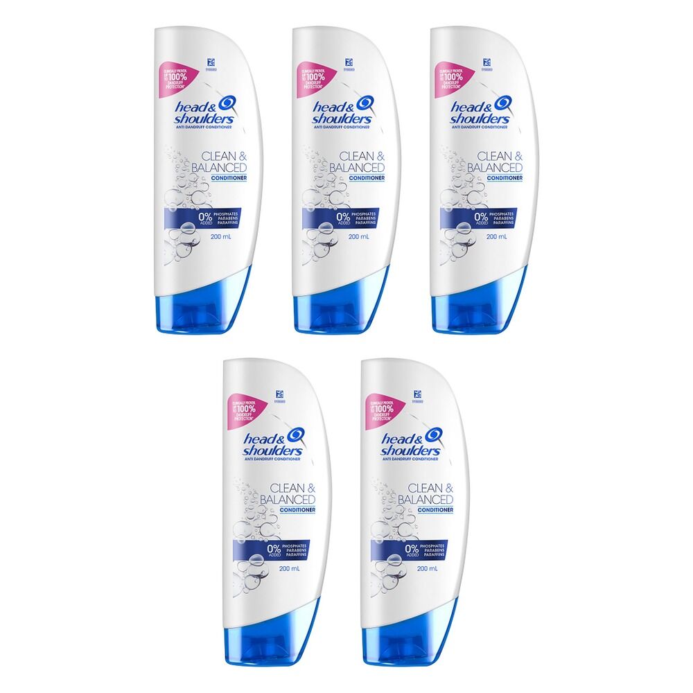 Head & Shoulders Clean & Balanced Anti Dandruff Conditioner 200mL Pack of 5