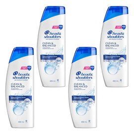 Head & Shoulders Clean & Balanced Anti-Dandruff Shampoo 400mL Pack of 4