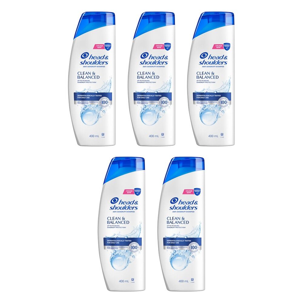 Head & Shoulders Clean & Balanced Anti-Dandruff Shampoo 400mL Pack of 5