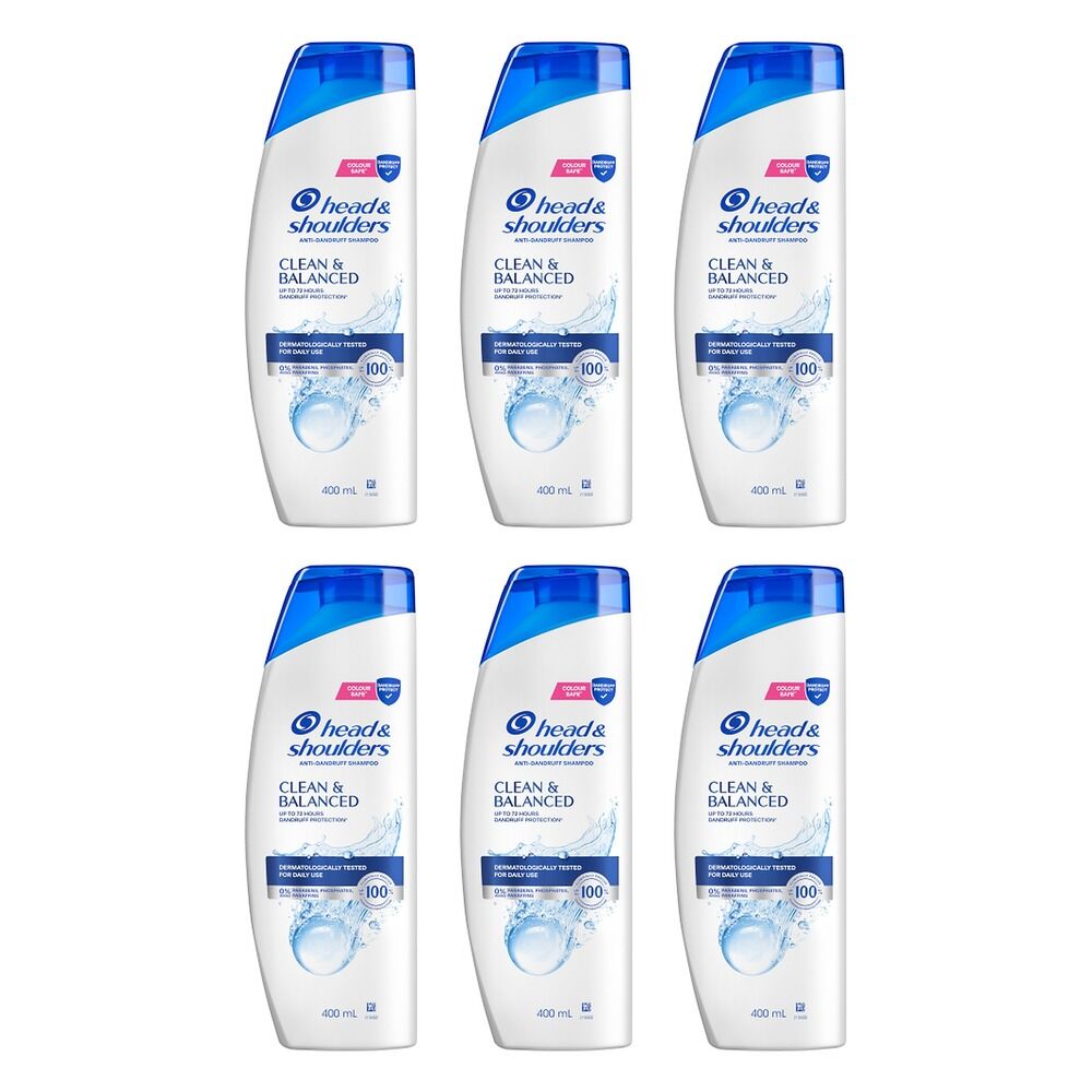 Head & Shoulders Clean & Balanced Anti-Dandruff Shampoo 400mL Pack of 6