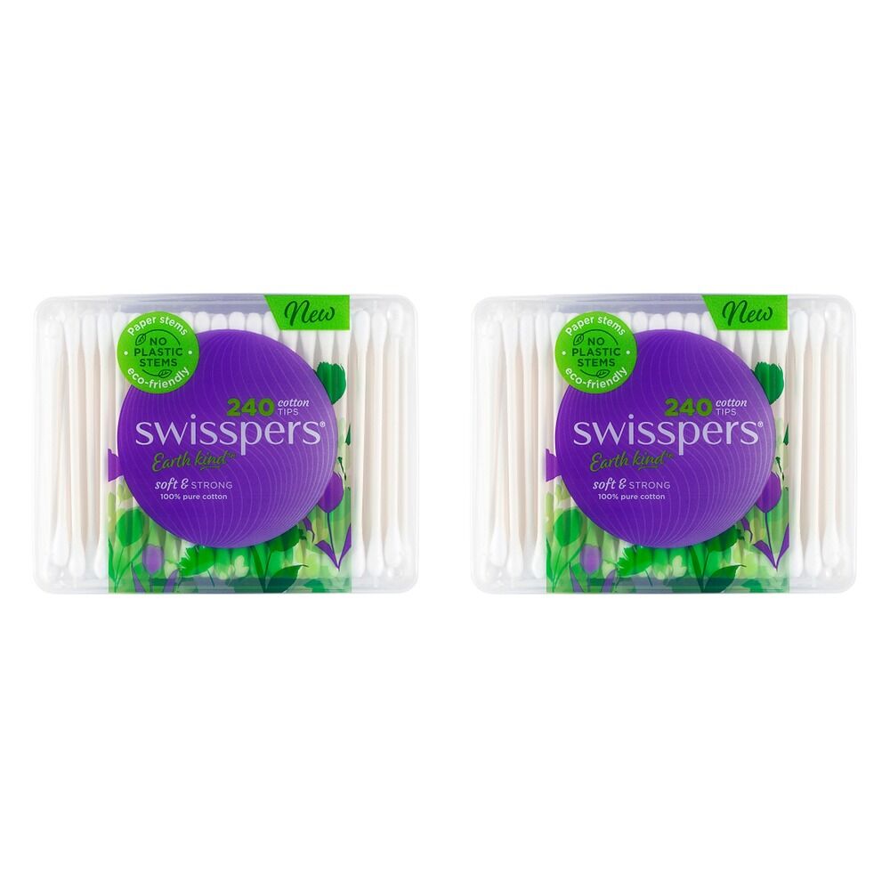 Swisspers Cotton Tips Paper Stems 240 Pack Bundle of 2
