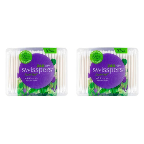 Swisspers Cotton Tips Paper Stems 240 Pack Bundle of 2