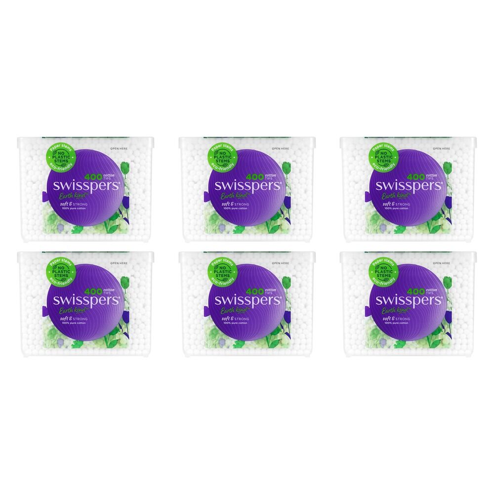 Swisspers Cotton Tips Paper Stems 400 Pack x 4 Bundle of 6