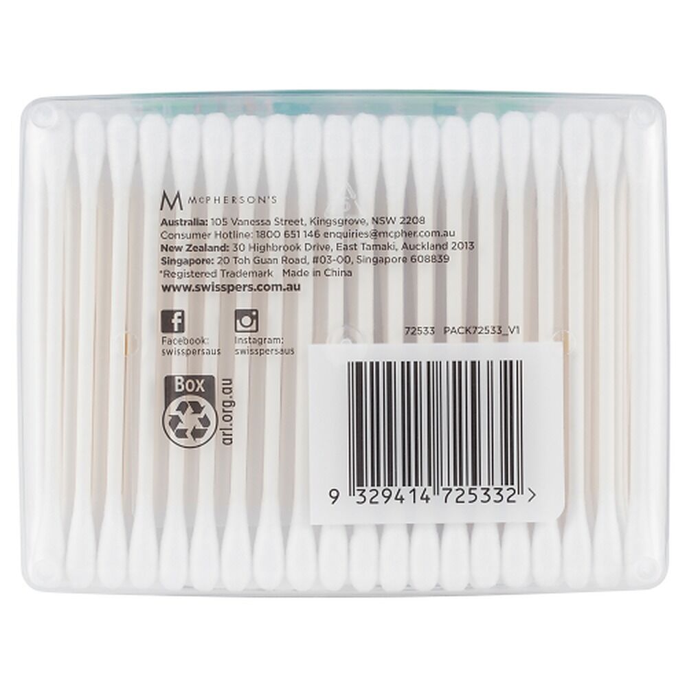 Swisspers Cotton Tips Paper Stems 400 Pack x 4