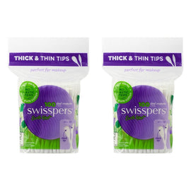 Swisspers Dual Cosmetic Tips Paper Stems 100 Pack Bundle of 2