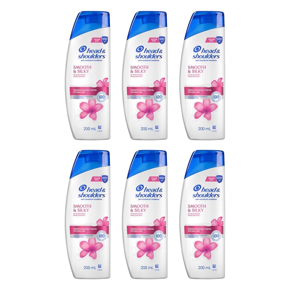 Head & Shoulders Smooth & Silky Anti-Dandruff Shampoo 200mL Pack of 6