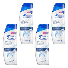 Head & Shoulders Clean & Balanced Anti-Dandruff Shampoo 200mL Pack of 4