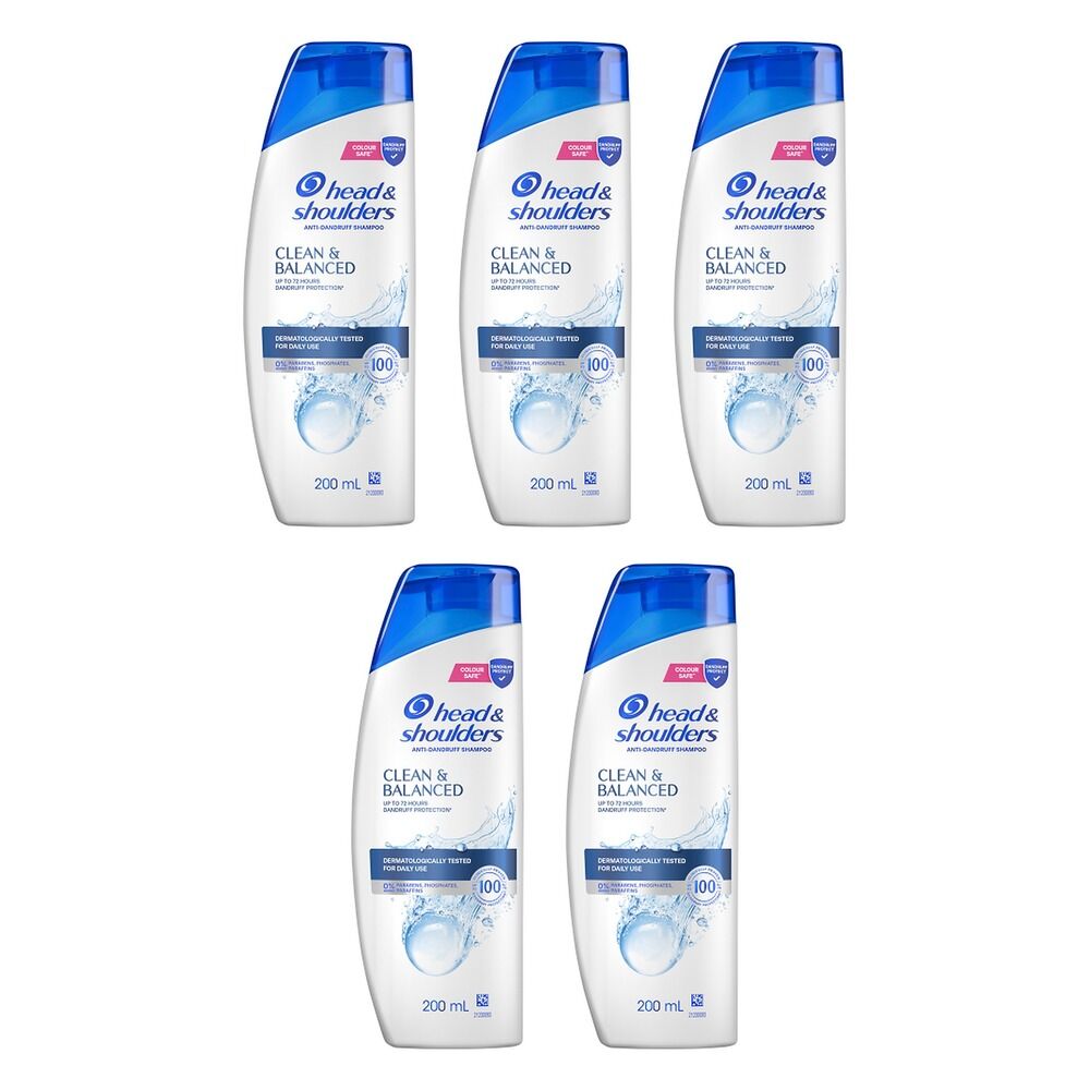 Head & Shoulders Clean & Balanced Anti-Dandruff Shampoo 200mL Pack of 5