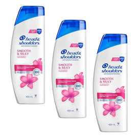 Head & Shoulders Smooth & Silky Anti-Dandruff Shampoo 400mL Pack of 3