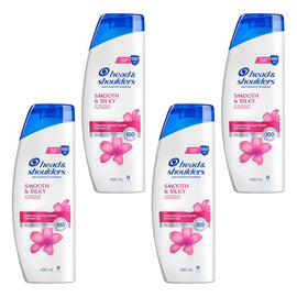 Head & Shoulders Smooth & Silky Anti-Dandruff Shampoo 400mL Pack of 4