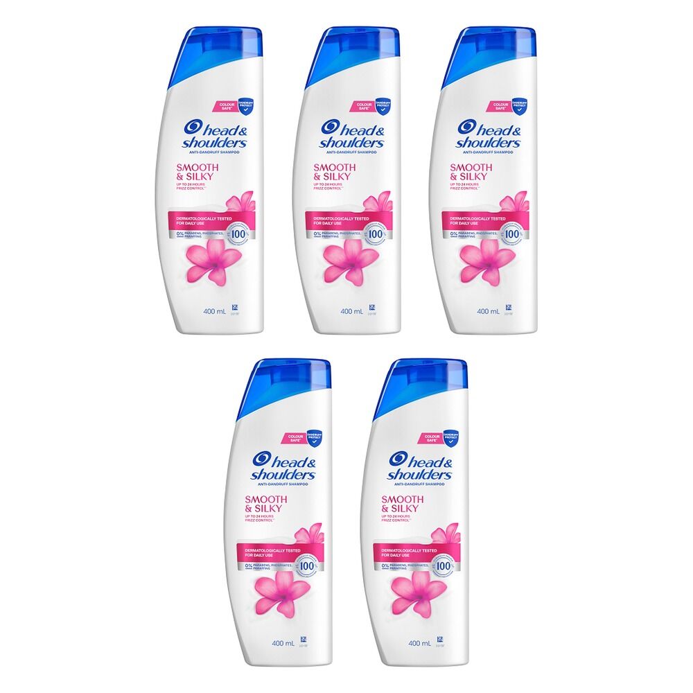 Head & Shoulders Smooth & Silky Anti-Dandruff Shampoo 400mL Pack of 5
