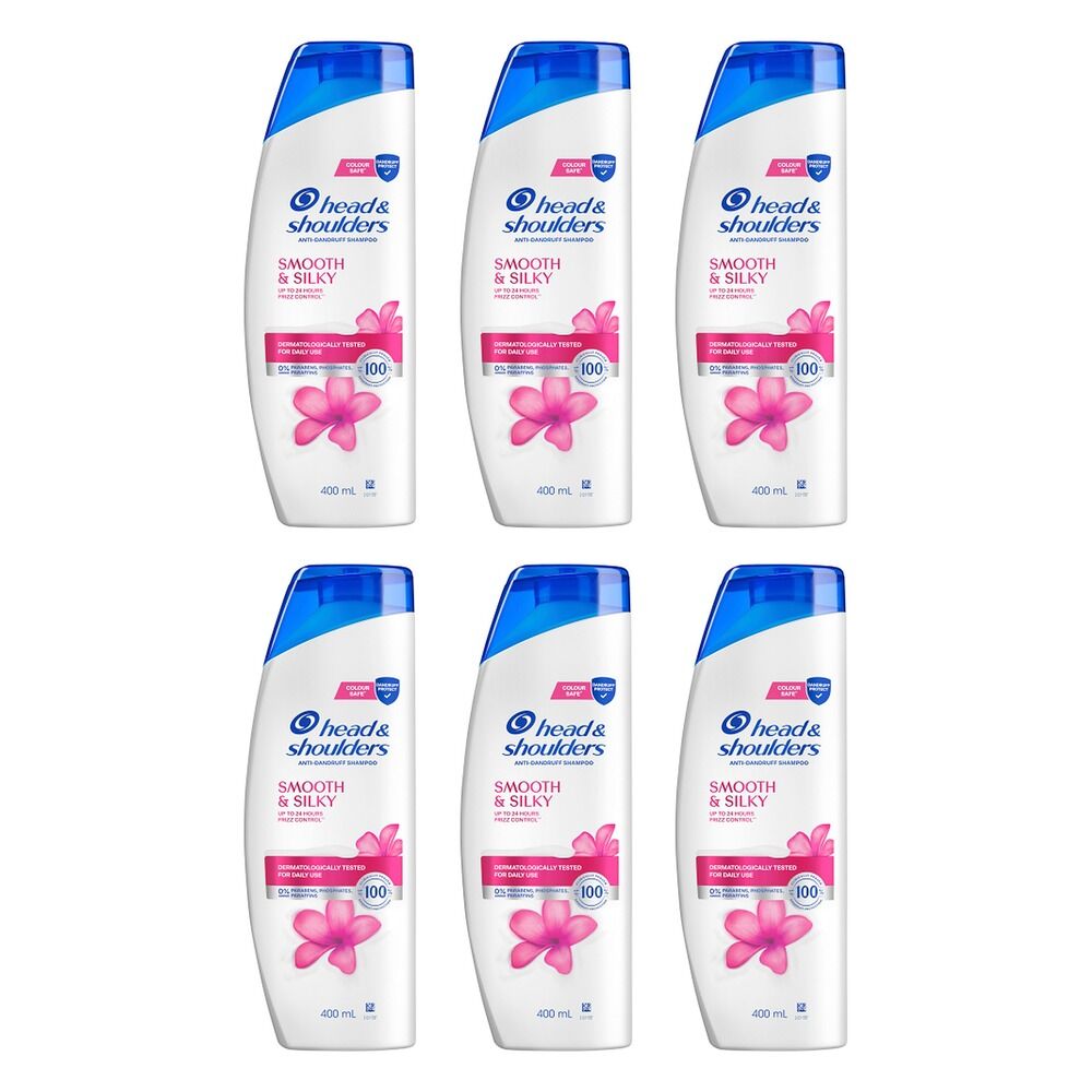 Head & Shoulders Smooth & Silky Anti-Dandruff Shampoo 400mL Pack of 6