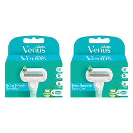 Gillette Venus Deluxe Smooth Sensitive Refill Blades 4 Pack Bundle of 2