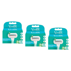 Gillette Venus Deluxe Smooth Sensitive Refill Blades 4 Pack Bundle of 3