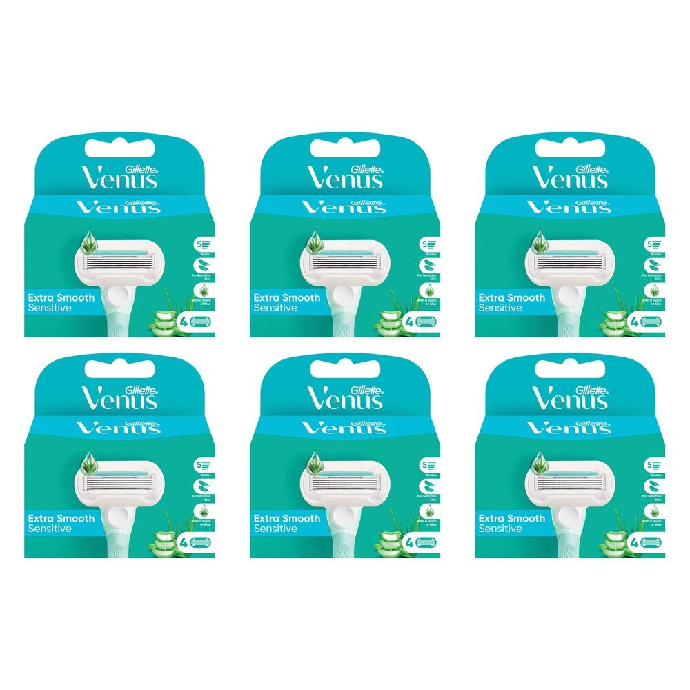 Gillette Venus Deluxe Smooth Sensitive Refill Blades 4 Pack Bundle of 6