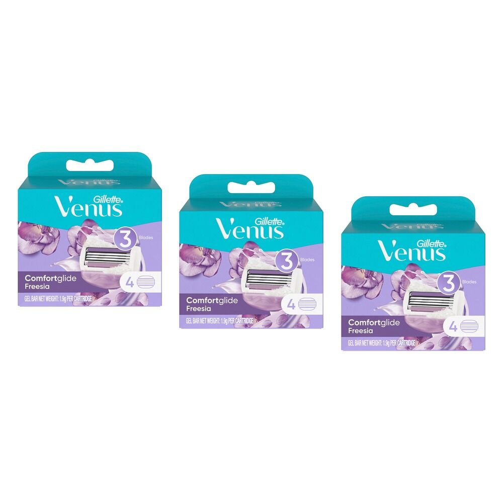 Gillette Venus Comfortglide Freesia Blade Refills 4 Pack Bundle of 3