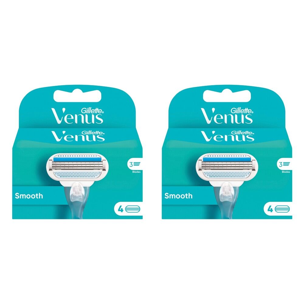 Gillette Venus Smooth Razor Refill Blades 4 Pack Bundle of 2