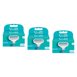 Gillette Venus Smooth Razor Refill Blades 4 Pack Bundle of 3