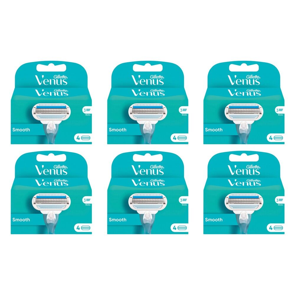 Gillette Venus Smooth Razor Refill Blades 4 Pack Bundle of 6