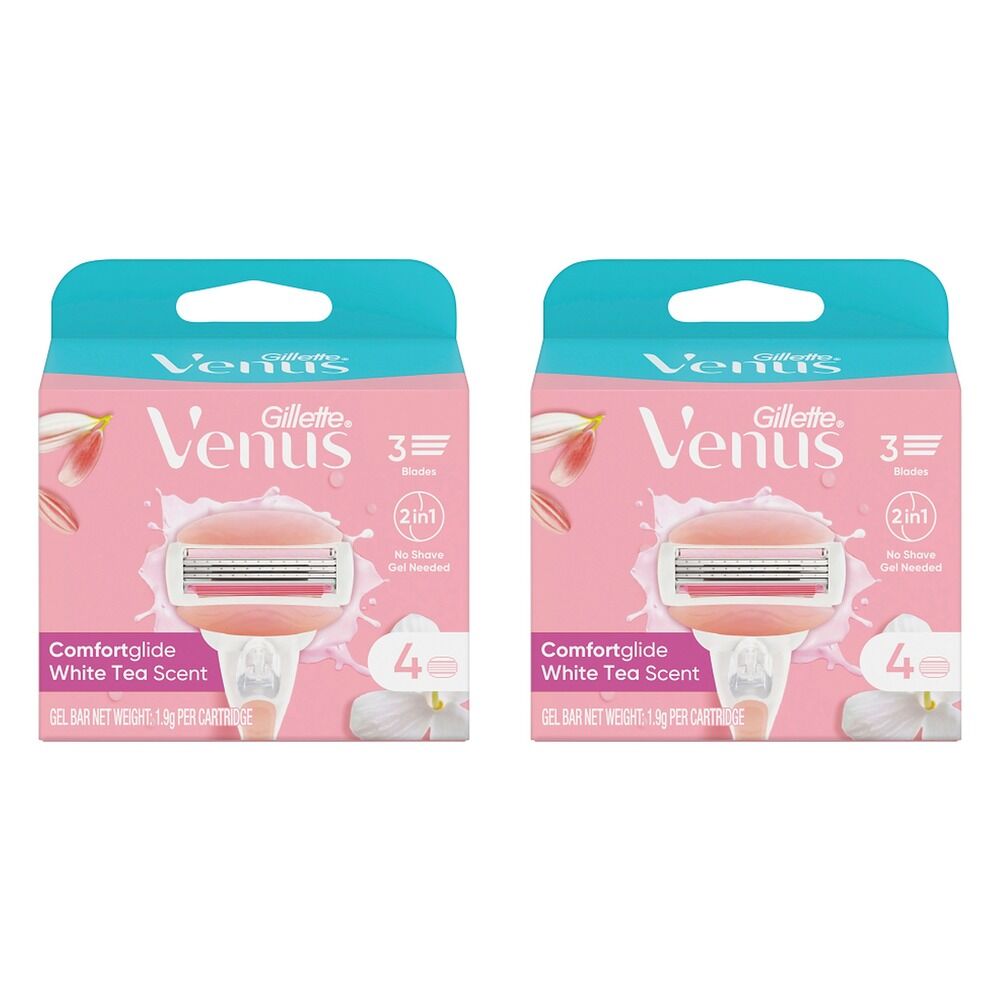 Gillette Venus Comfortglide White Tea Blade Refills 4 Pack Bundle of 2