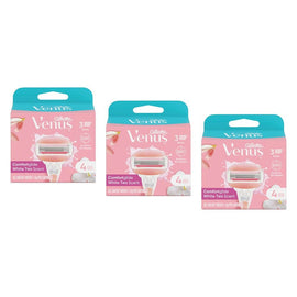 Gillette Venus Comfortglide White Tea Blade Refills 4 Pack Bundle of 3