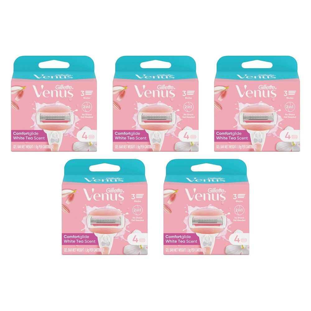 Gillette Venus Comfortglide White Tea Blade Refills 4 Pack Bundle of 5